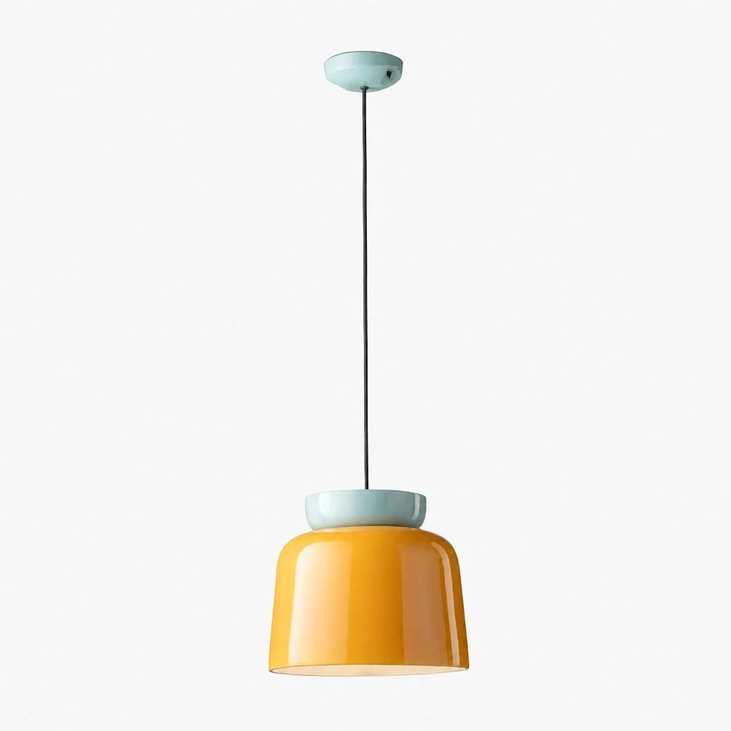 Bauhaus Ceramic Pendant Light, Two-Tone Colorful Bowl Lamp