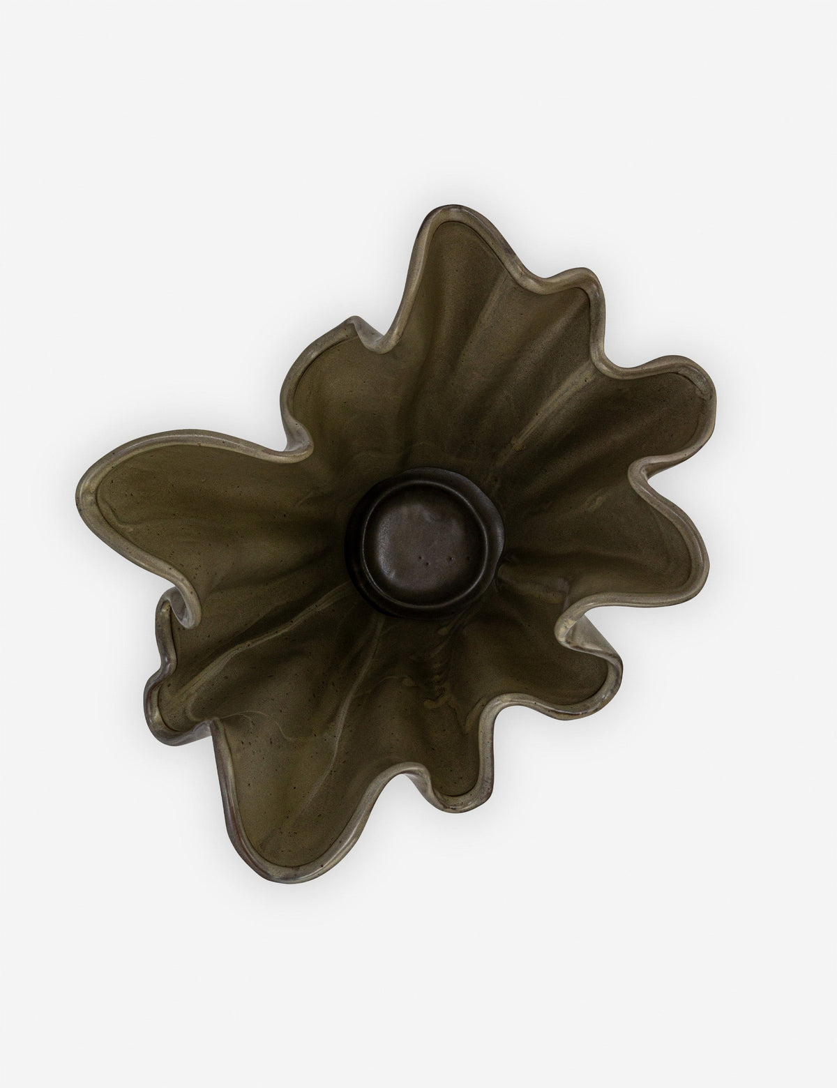 Ruffled Stoneware Vase, Reactive Glaze Decorative Vase