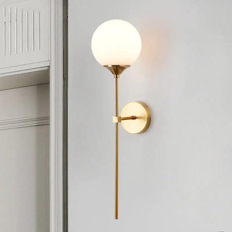 Gold Glass Wall Sconce, Amber, Grey, Milk or Clear Shade