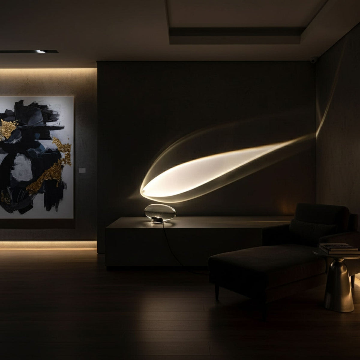 Crystal Glass Pebble Table Lamp, Sunset & Warm Night Light