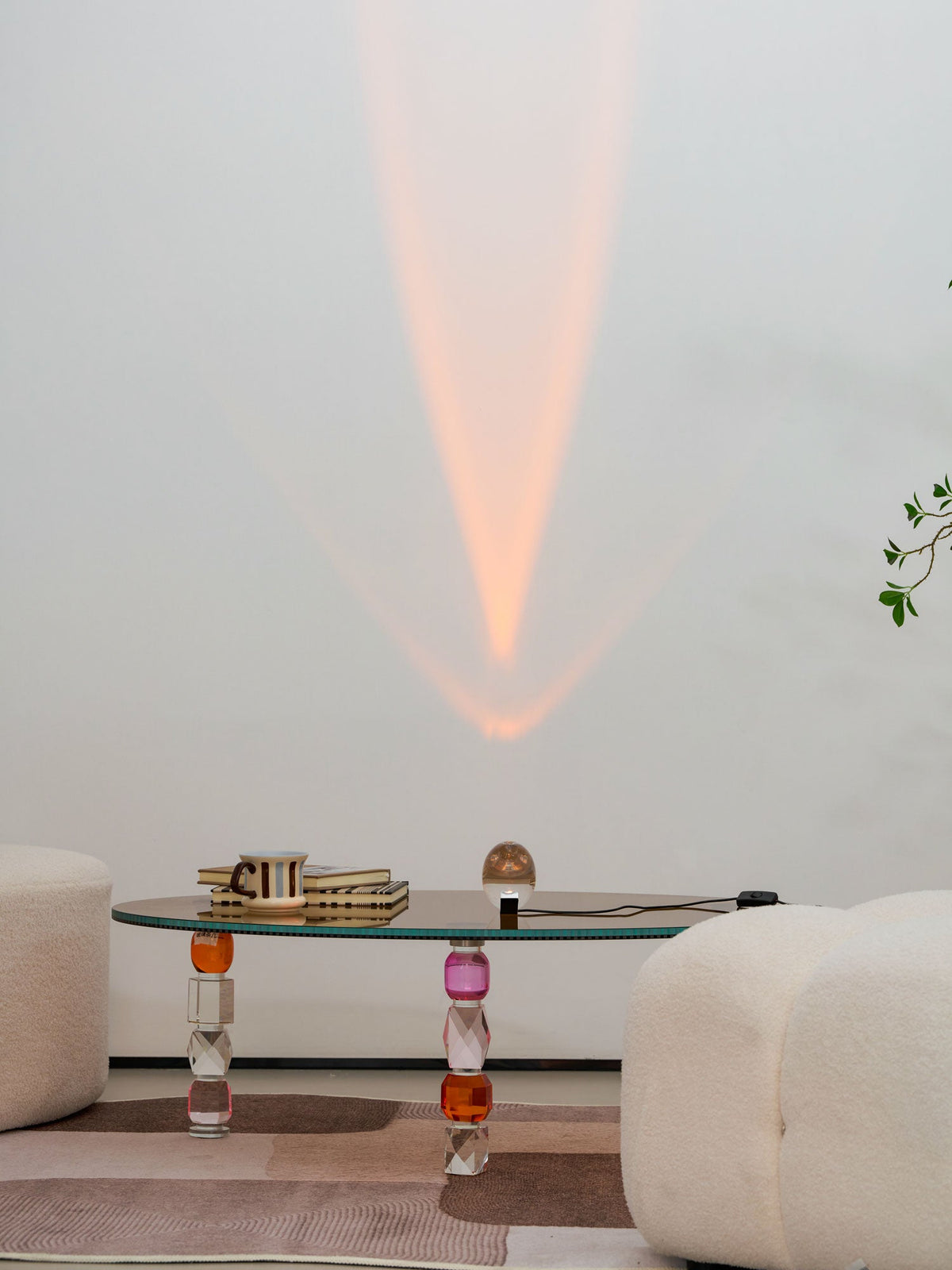 Crystal Glass Pebble Table Lamp, Sunset & Warm Night Light