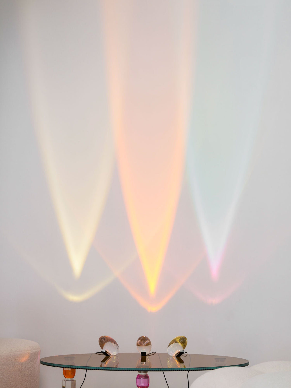 Crystal Glass Pebble Table Lamp, Sunset & Warm Night Light