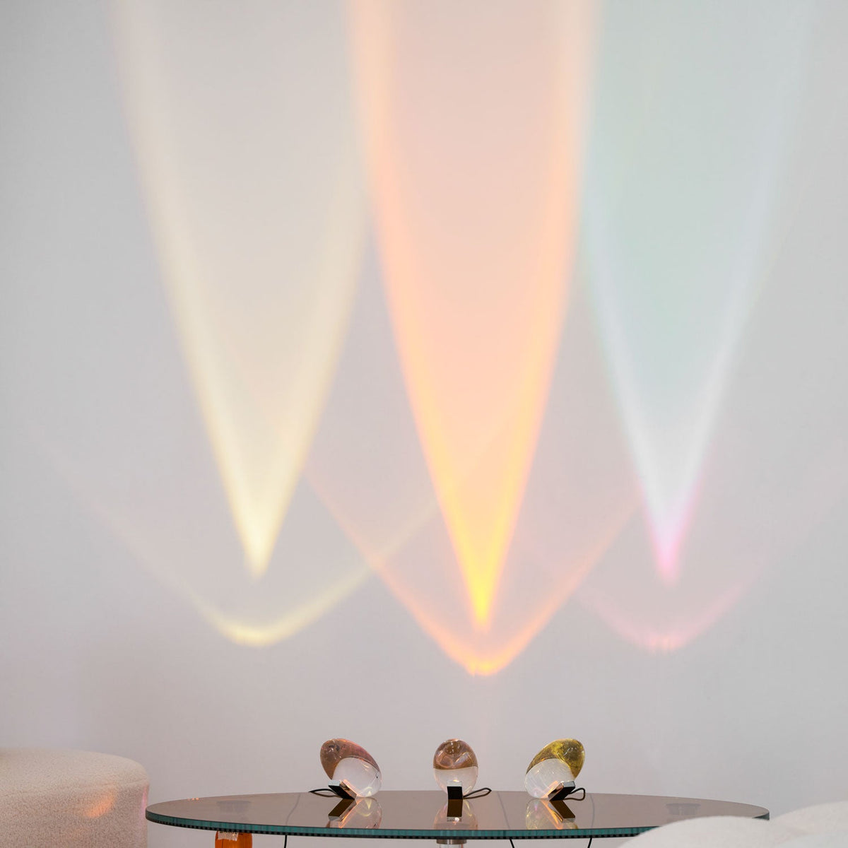 Crystal Glass Pebble Table Lamp, Sunset & Warm Night Light