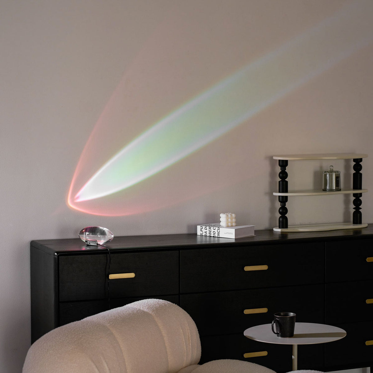 Crystal Glass Pebble Table Lamp, Sunset & Warm Night Light