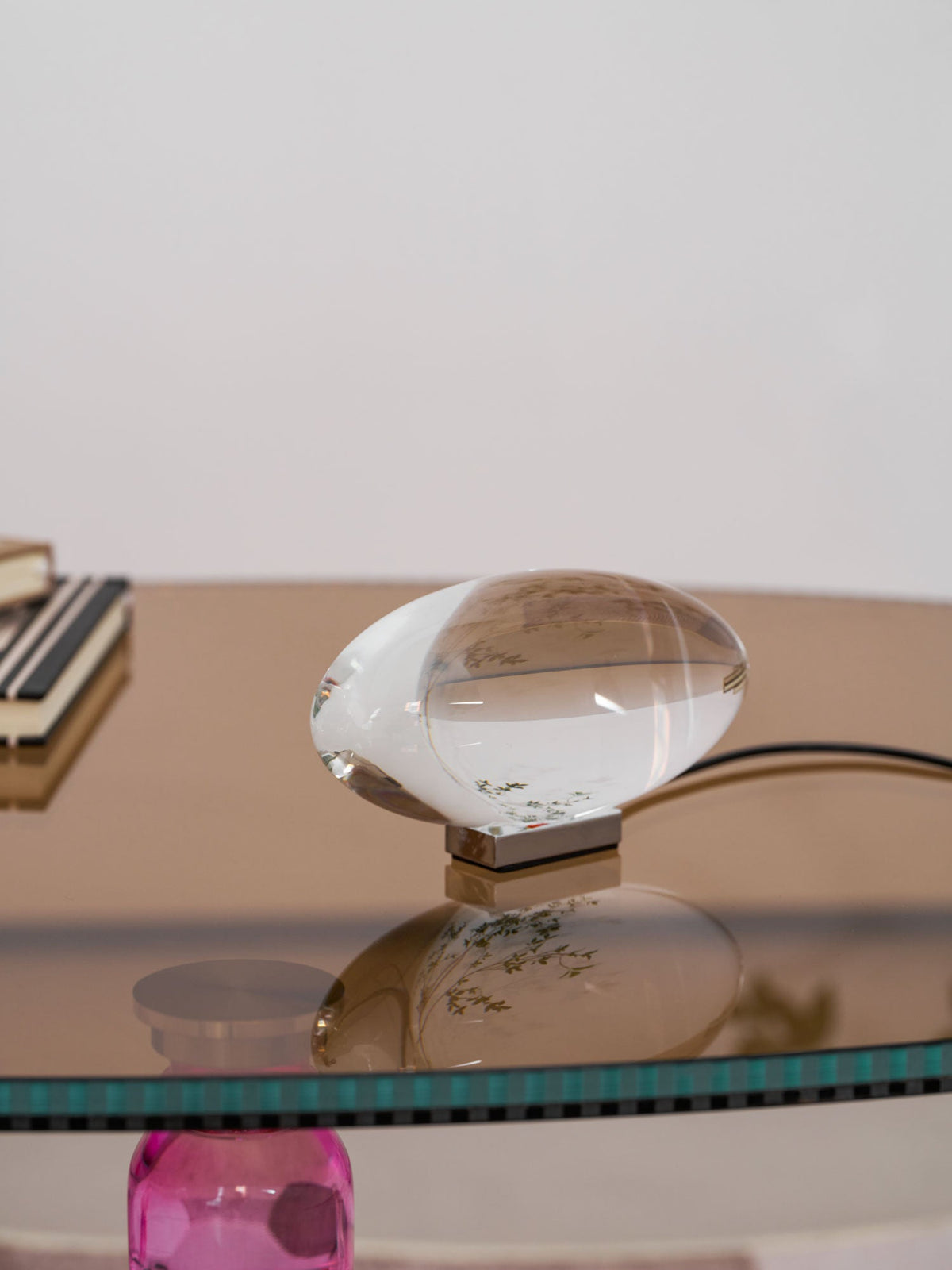 Crystal Glass Pebble Table Lamp, Sunset & Warm Night Light