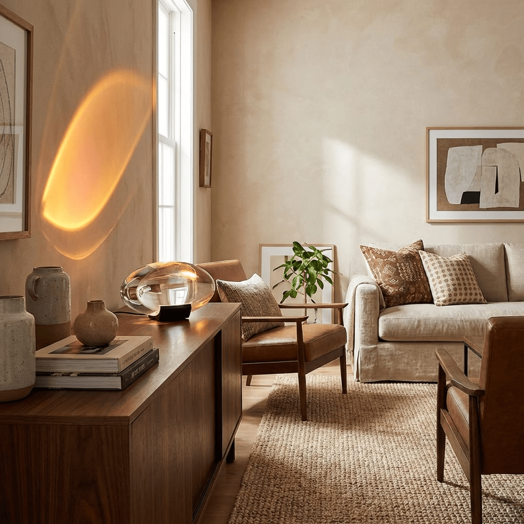 Crystal Glass Pebble Table Lamp, Sunset & Warm Night Light