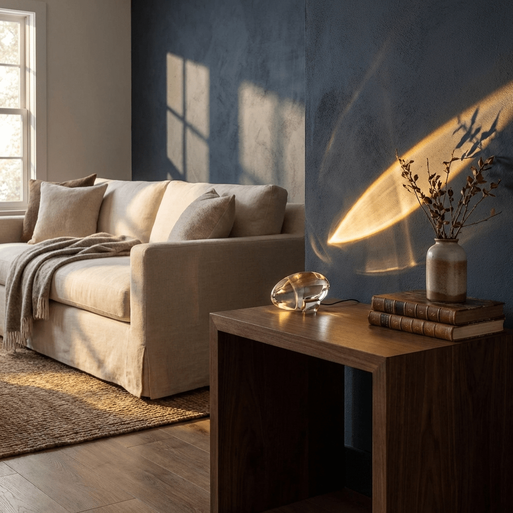 Crystal Glass Pebble Table Lamp, Sunset & Warm Night Light
