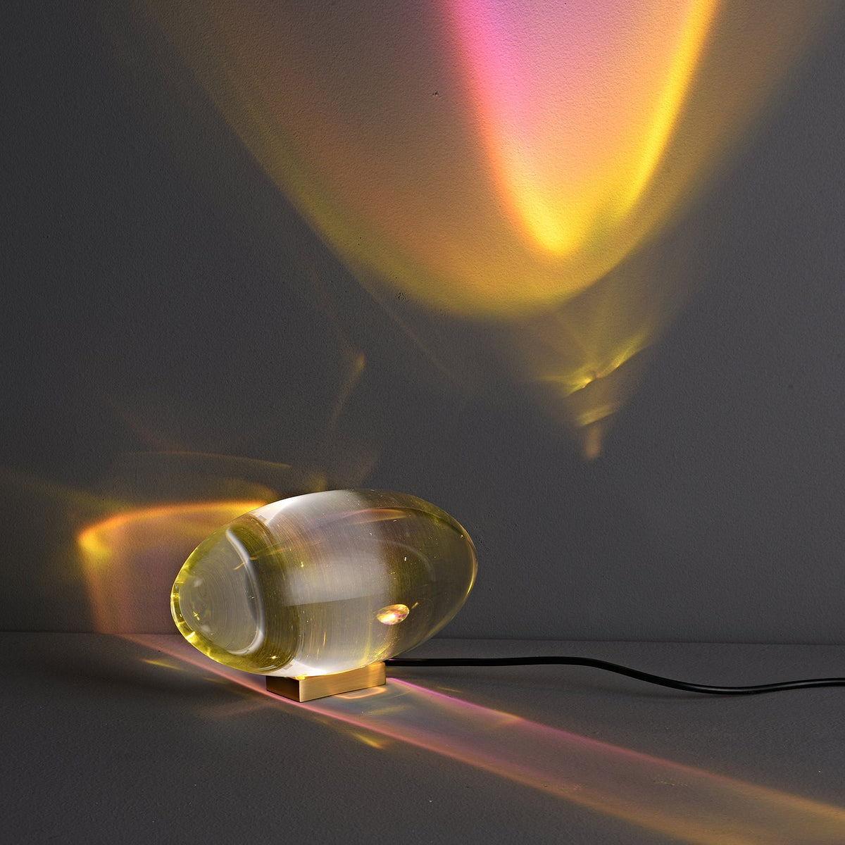 Crystal Glass Pebble Table Lamp, Sunset & Warm Night Light