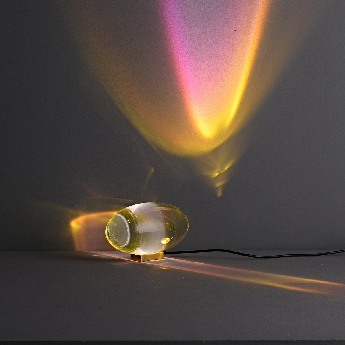 Crystal Glass Pebble Table Lamp, Sunset & Warm Night Light