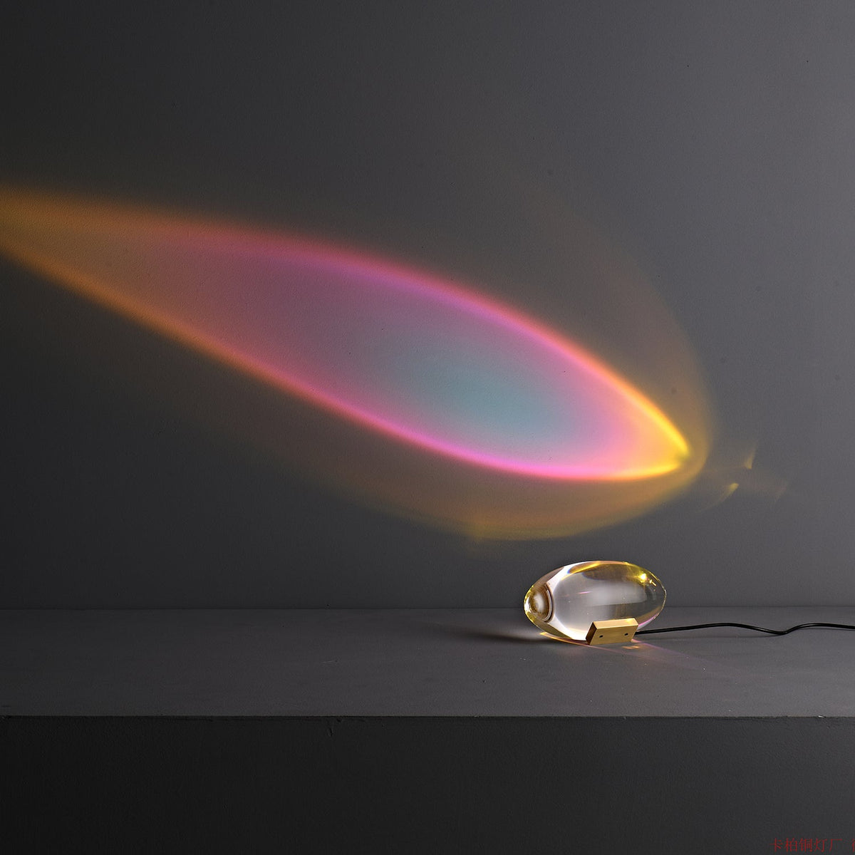 Crystal Glass Pebble Table Lamp, Sunset & Warm Night Light