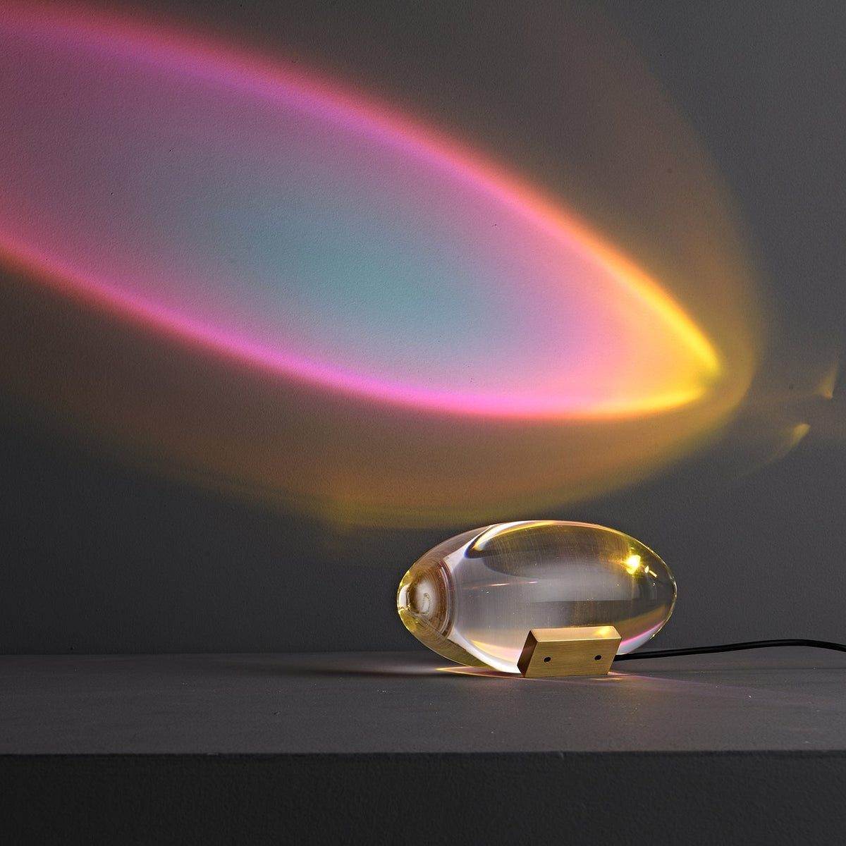 Crystal Glass Pebble Table Lamp, Sunset & Warm Night Light
