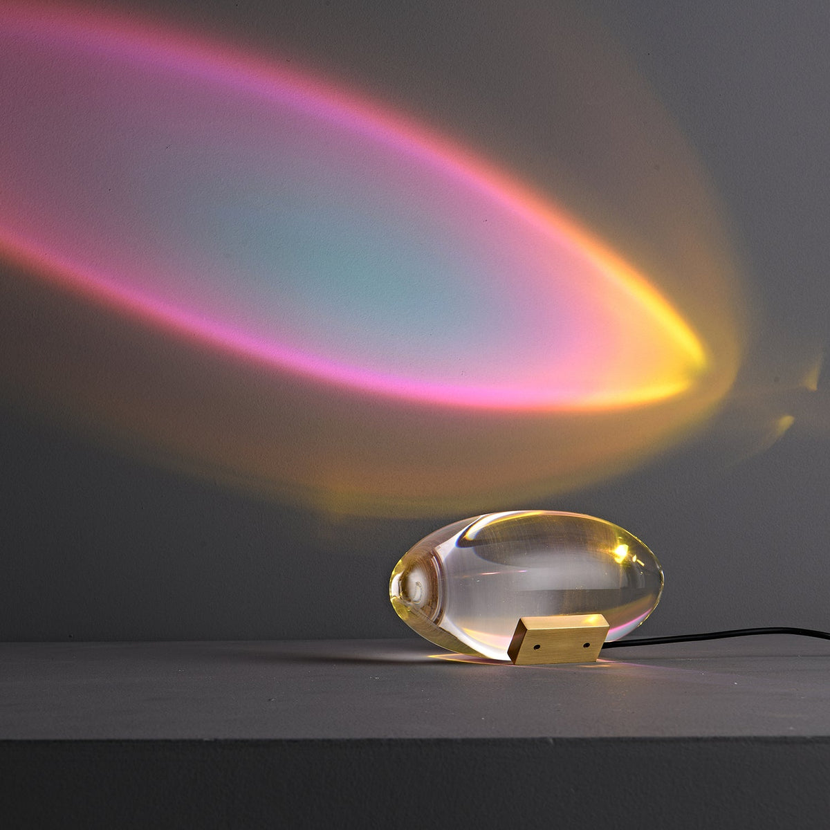 Crystal Glass Pebble Table Lamp, Sunset & Warm Night Light