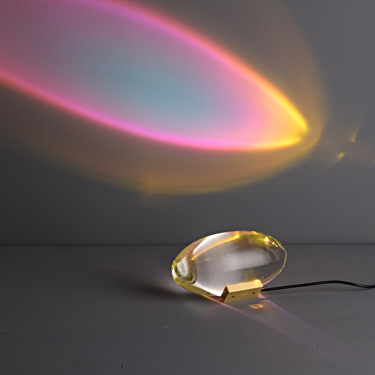 Crystal Glass Pebble Table Lamp, Sunset & Warm Night Light