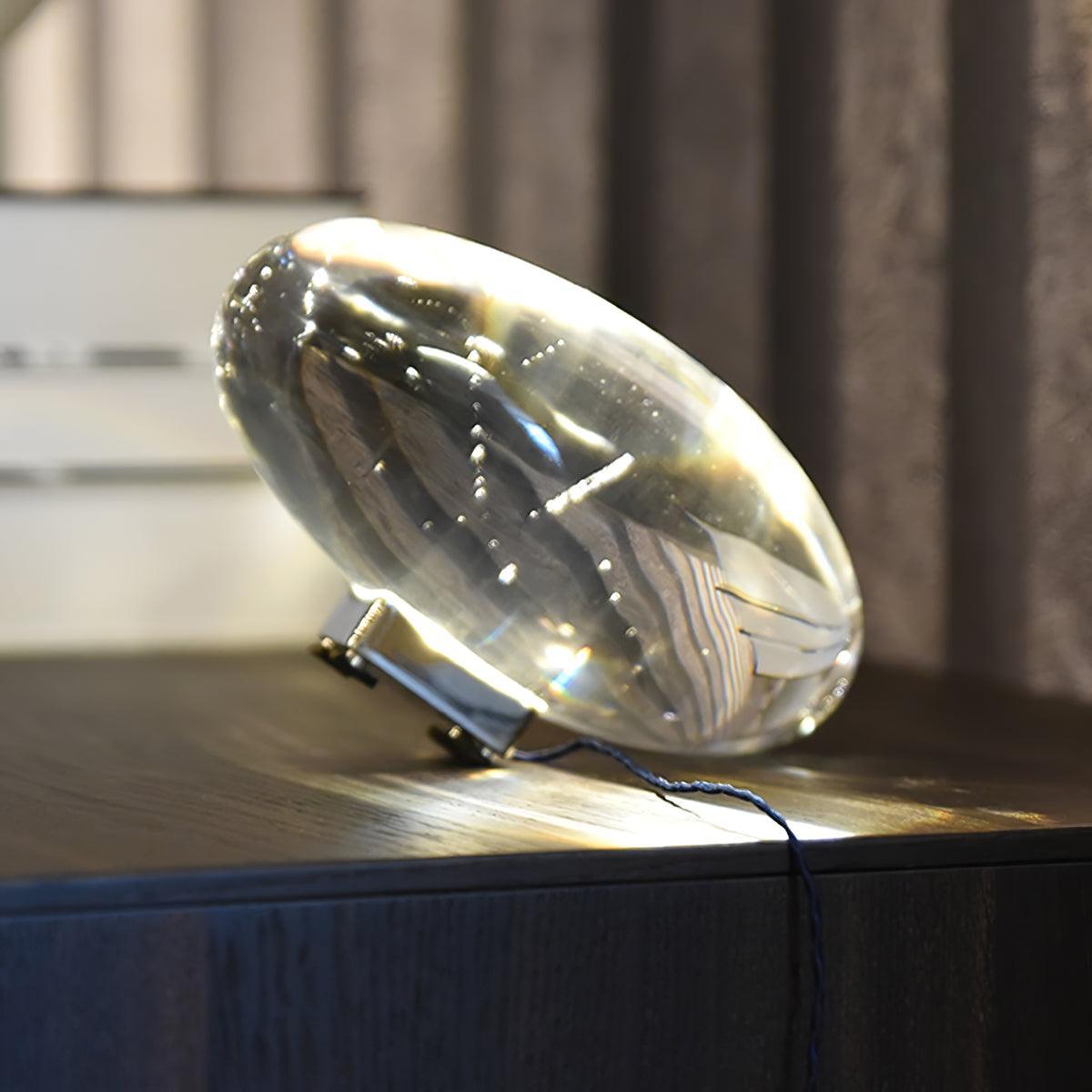 Crystal Glass Pebble Table Lamp, Sunset & Warm Night Light