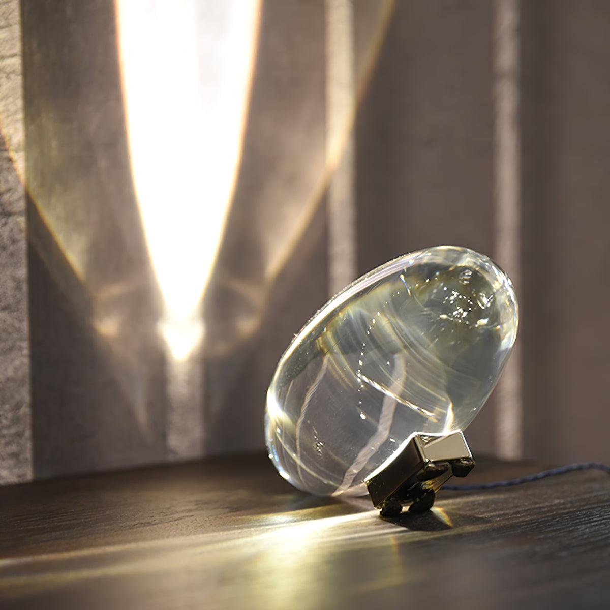 Crystal Glass Pebble Table Lamp, Sunset & Warm Night Light