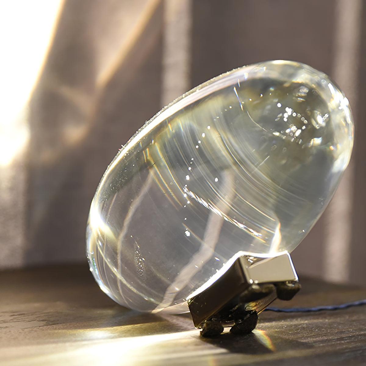 Crystal Glass Pebble Table Lamp, Sunset & Warm Night Light
