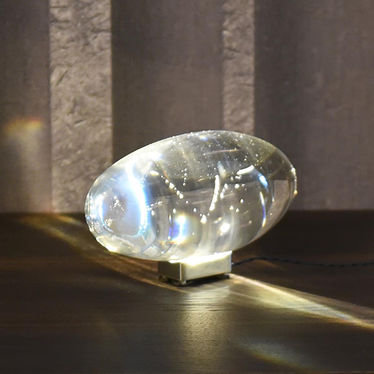 Crystal Glass Pebble Table Lamp, Sunset & Warm Night Light