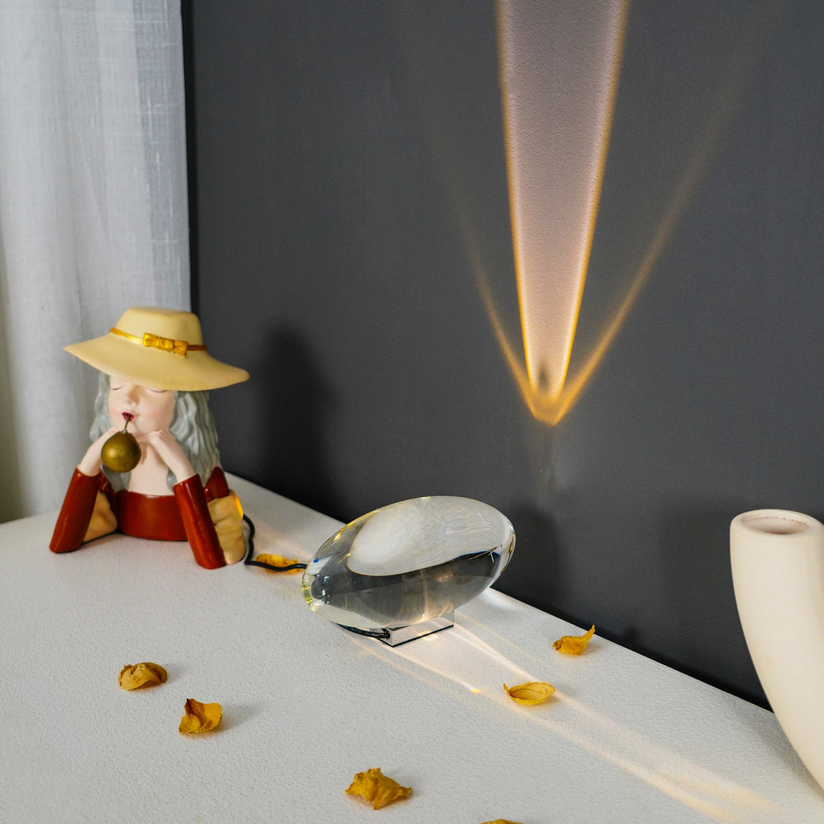 Crystal Glass Pebble Table Lamp, Sunset & Warm Night Light