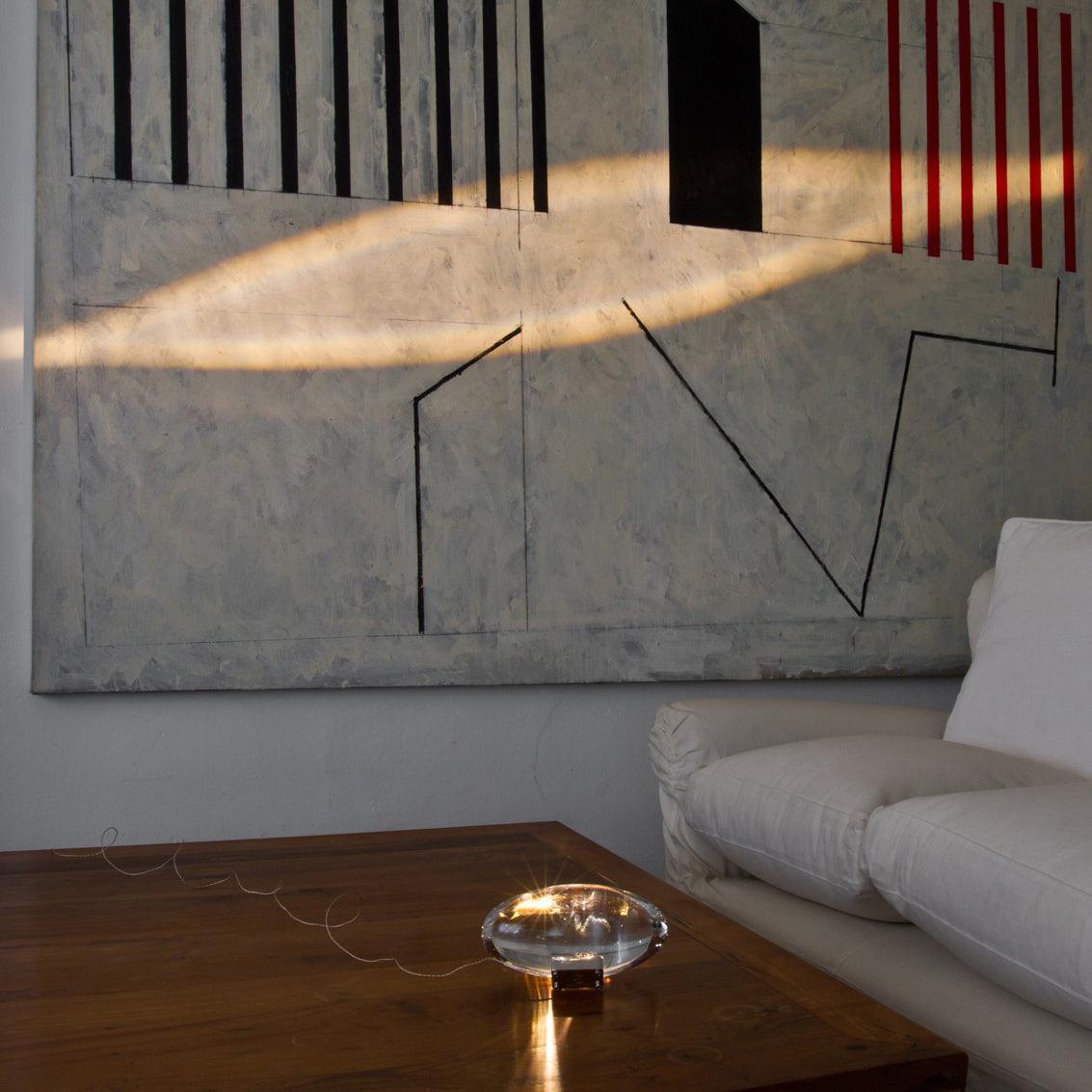 Crystal Glass Pebble Table Lamp, Sunset & Warm Night Light
