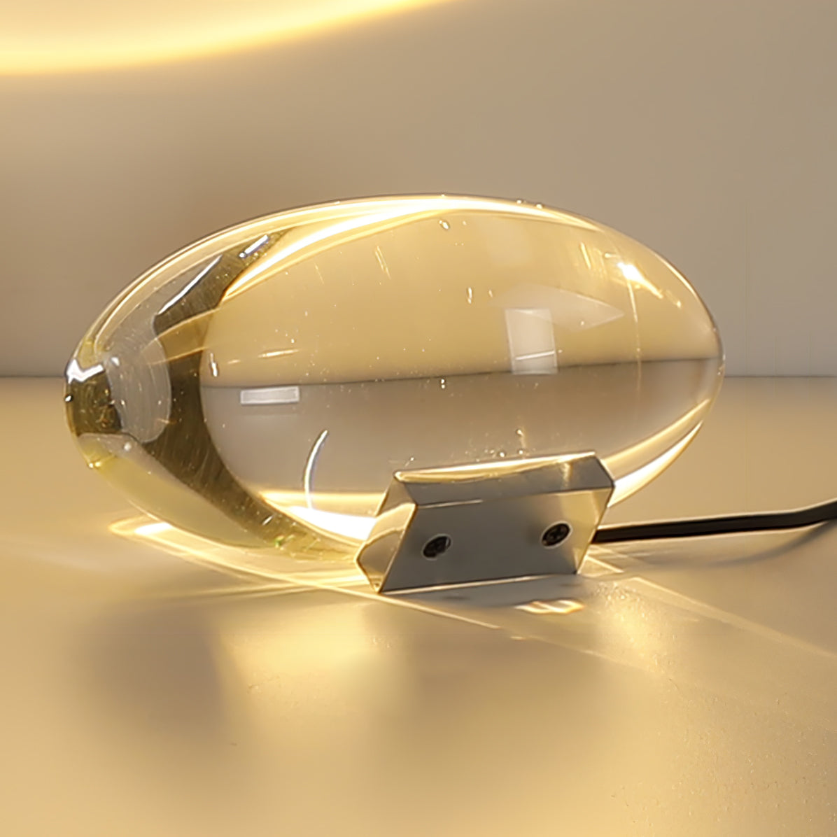 Crystal Glass Pebble Table Lamp, Sunset & Warm Night Light