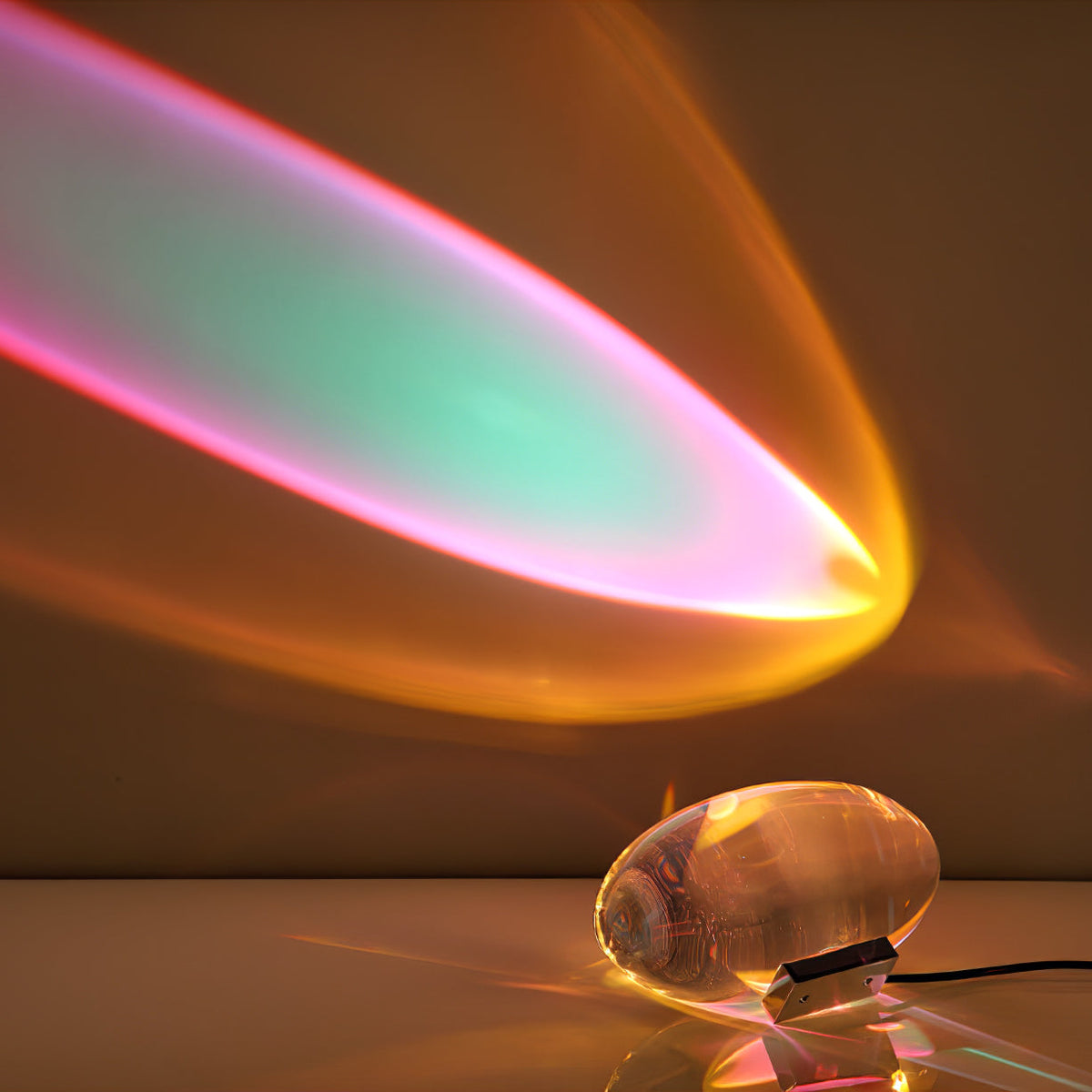 Crystal Glass Pebble Table Lamp, Sunset & Warm Night Light
