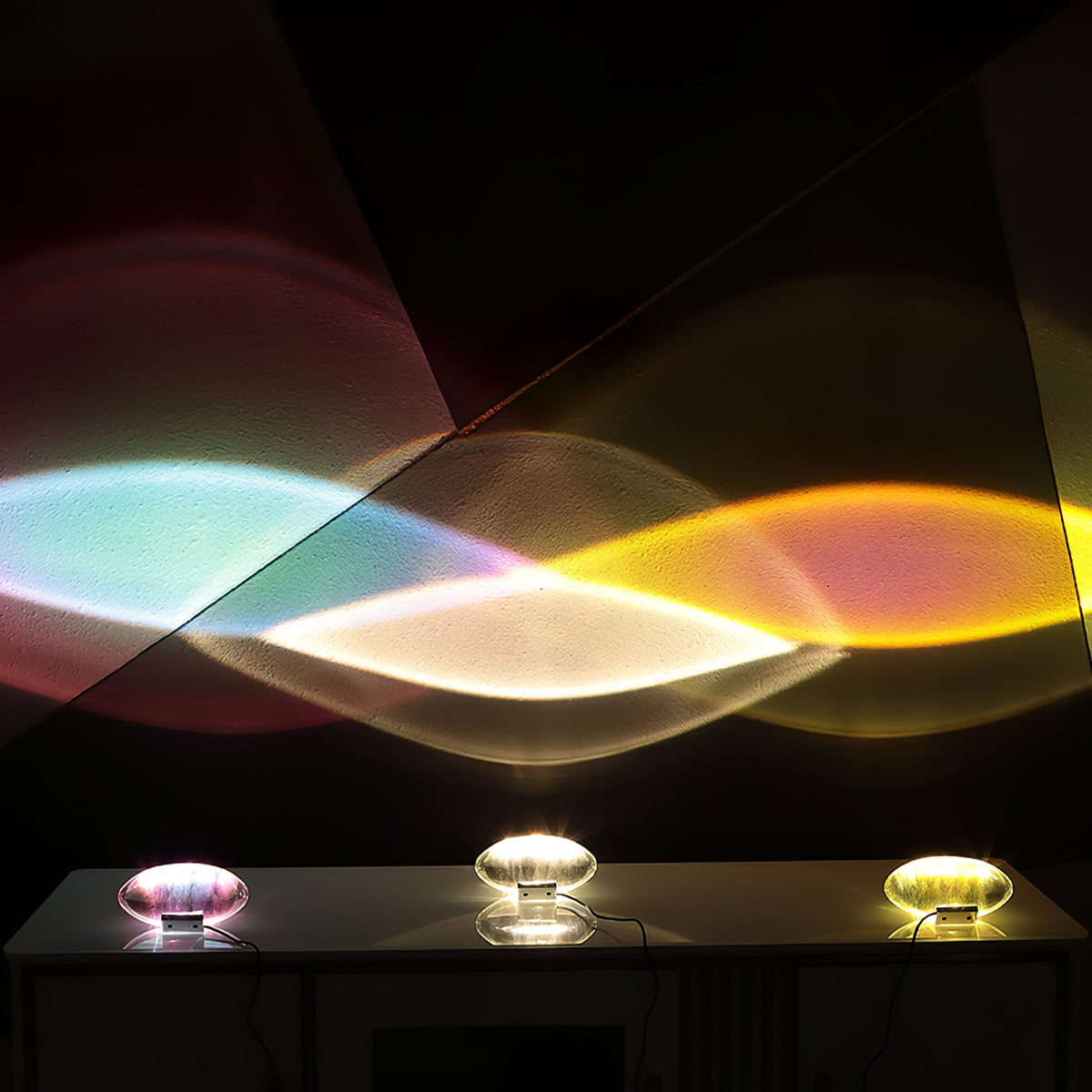 Crystal Glass Pebble Table Lamp, Sunset & Warm Night Light
