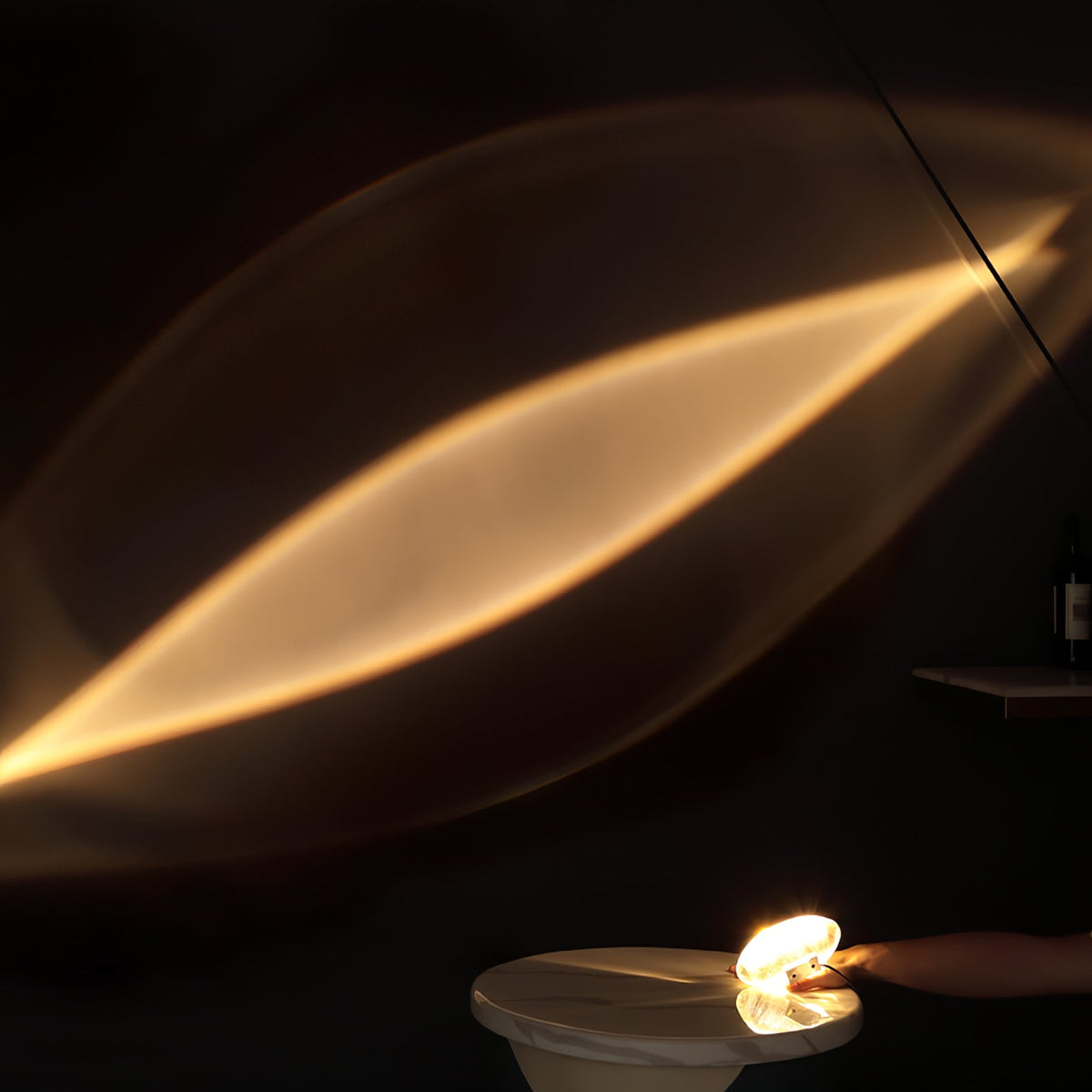 Crystal Glass Pebble Table Lamp, Sunset & Warm Night Light