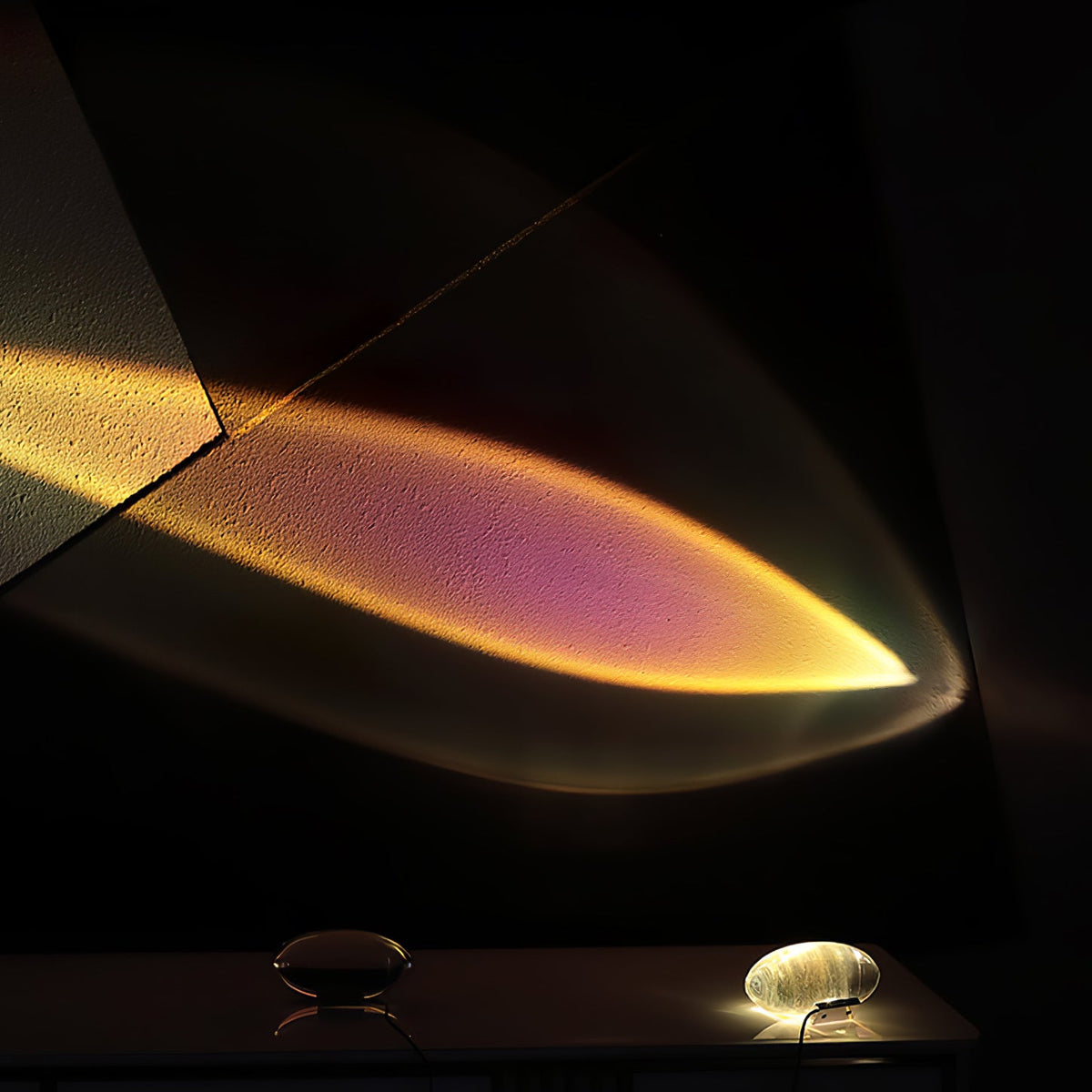 Crystal Glass Pebble Table Lamp, Sunset & Warm Night Light