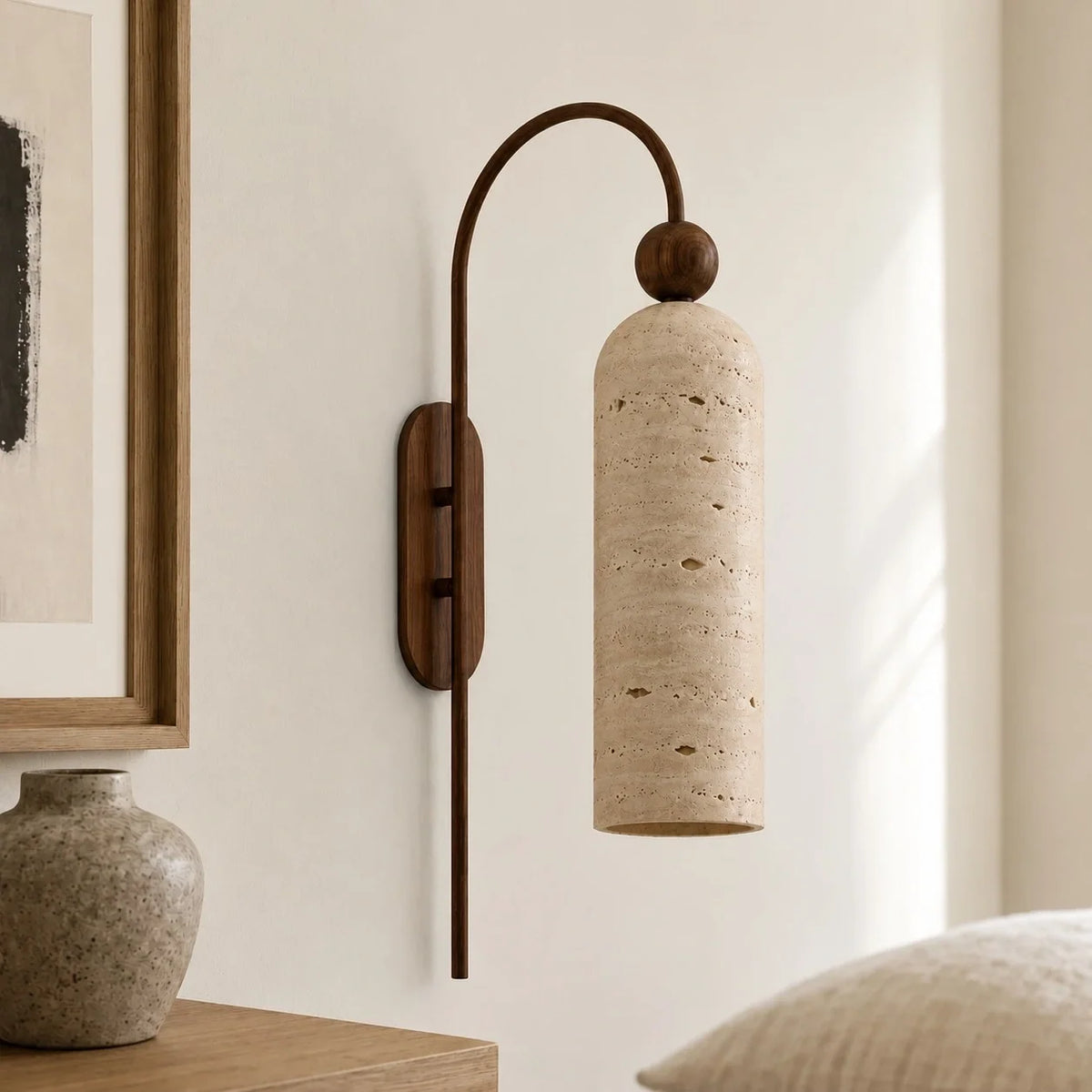 Gold Cylinder Wall Sconce, Tall Ribbed Glass or Alabaster