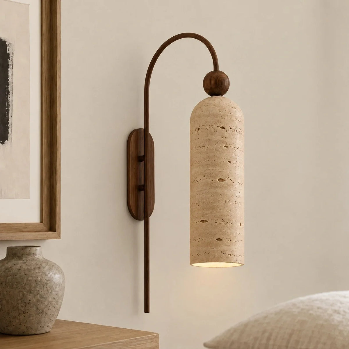 Gold Cylinder Wall Sconce, Tall Ribbed Glass or Alabaster