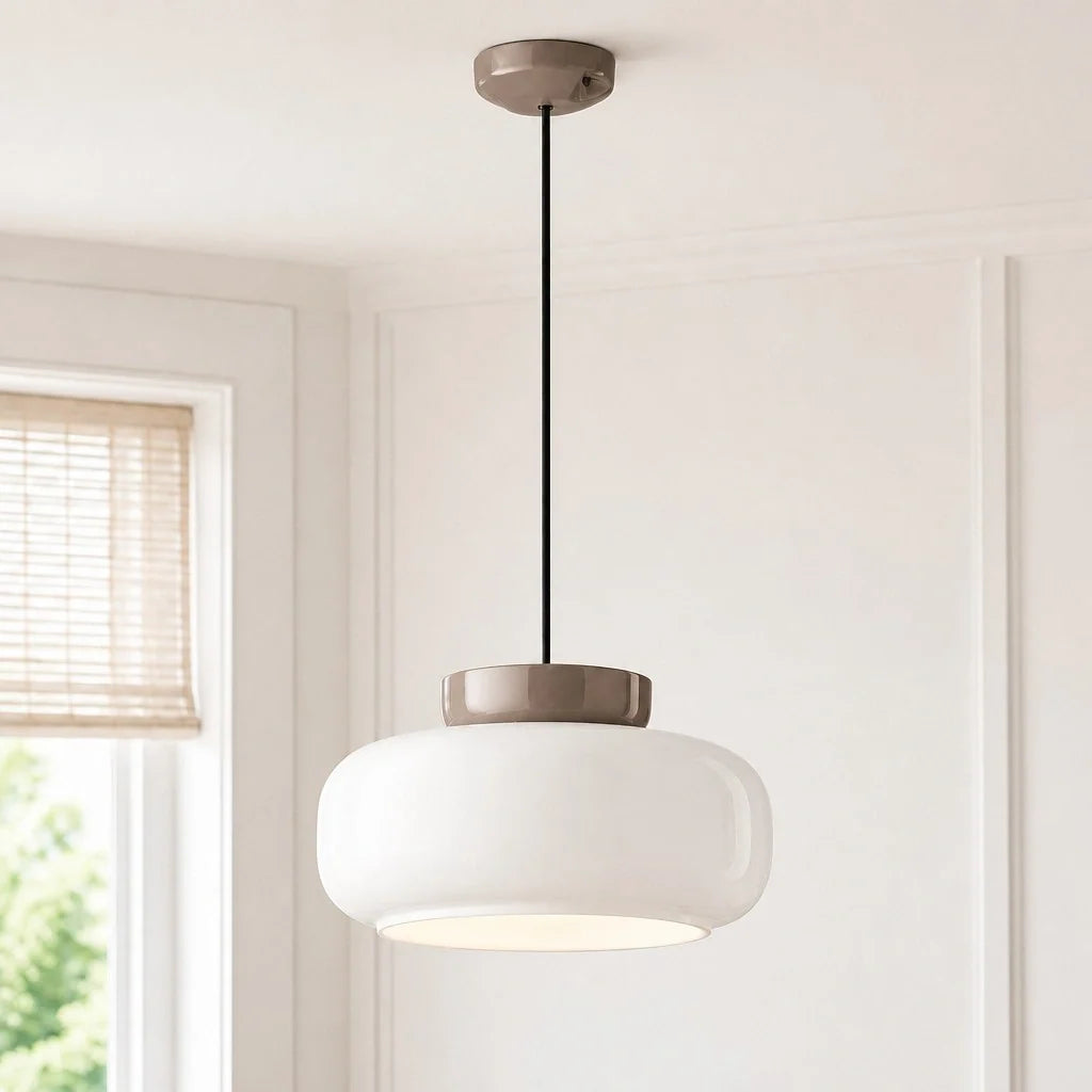 Bauhaus Ceramic Pendant Light, Two-Tone Colorful Bowl Lamp