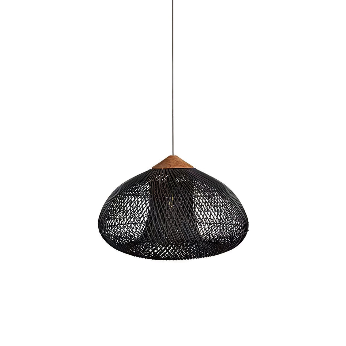 Rattan Pendant Light, Handwoven Wood & Rattan Shade