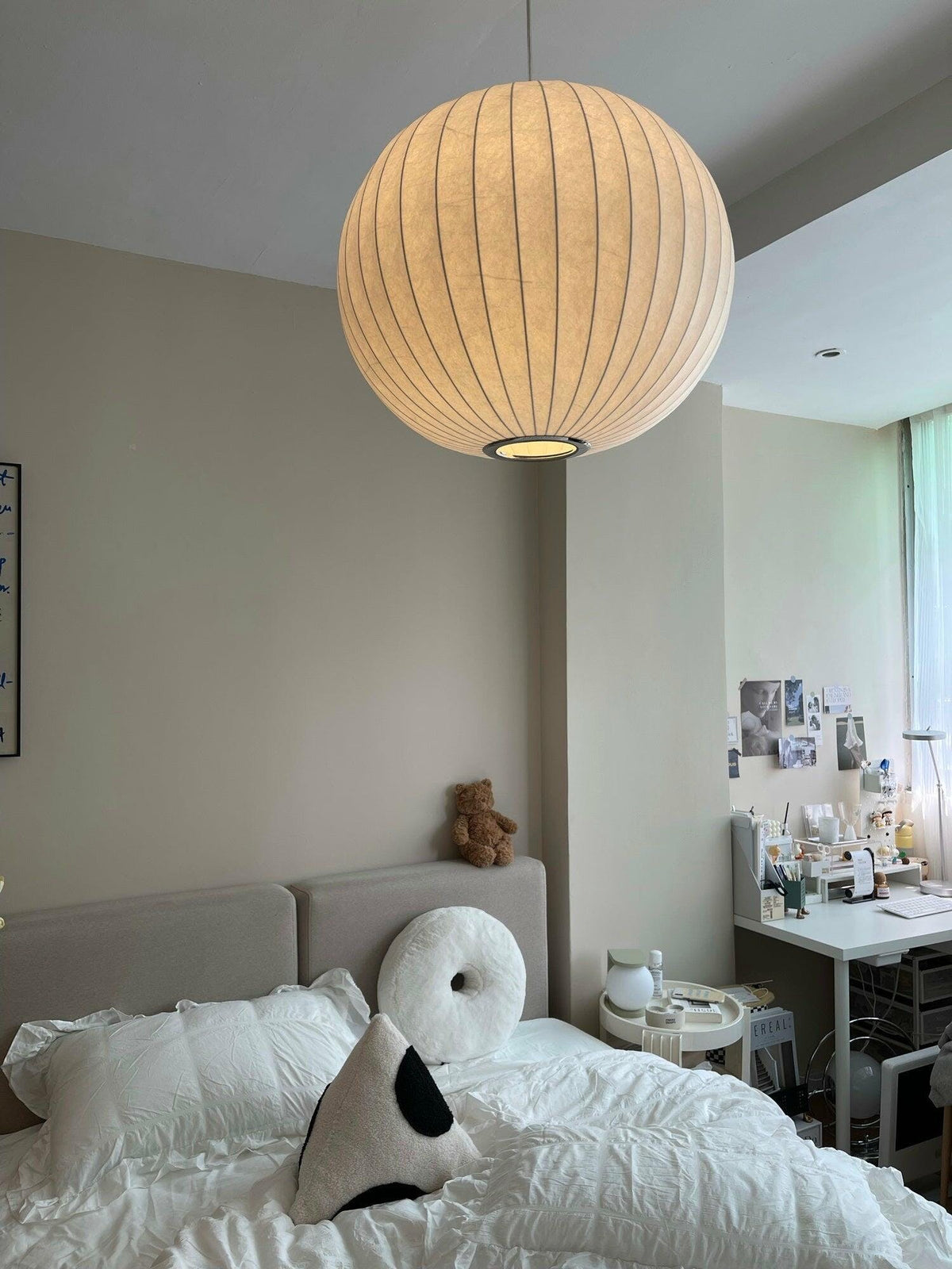 Silk Bubble Pendant Light, Mid Century Bubble Lamp Shade
