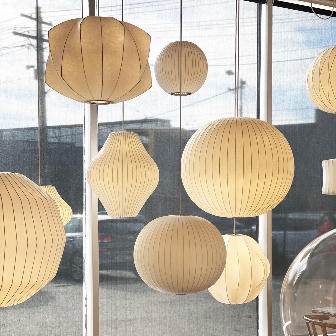 Silk Bubble Pendant Light, Mid Century Bubble Lamp Shade