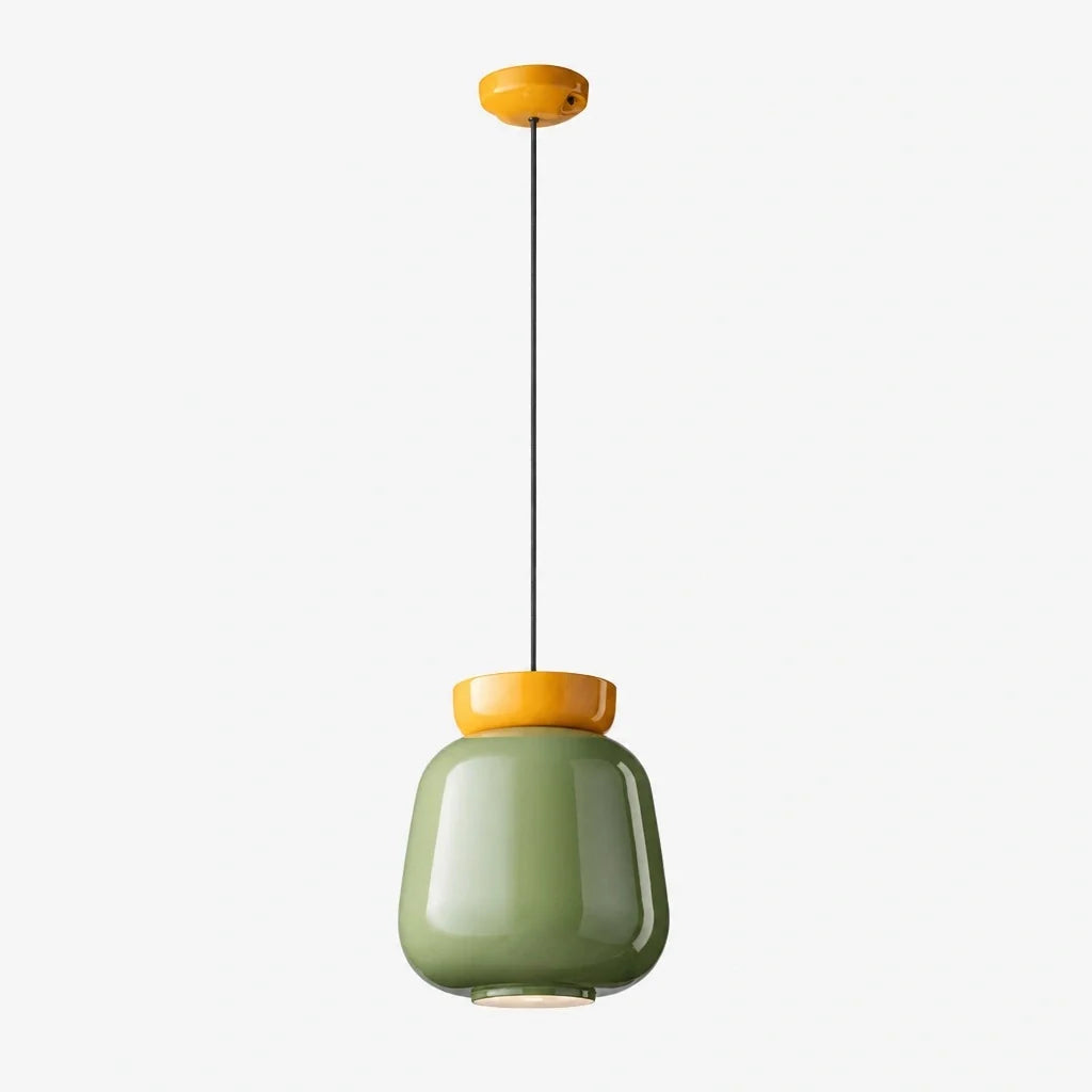 Bauhaus Ceramic Pendant Light, Two-Tone Colorful Bowl Lamp