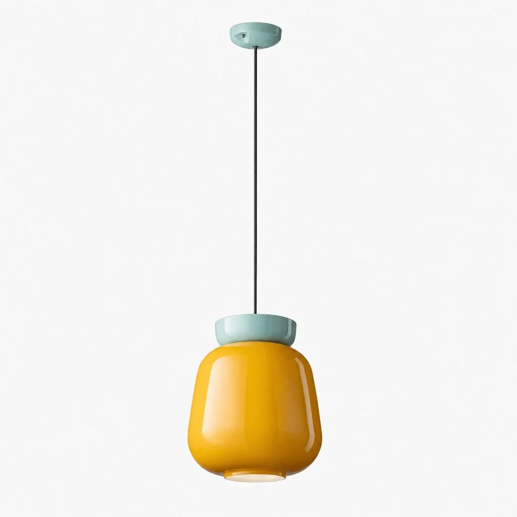 Bauhaus Ceramic Pendant Light, Two-Tone Colorful Bowl Lamp