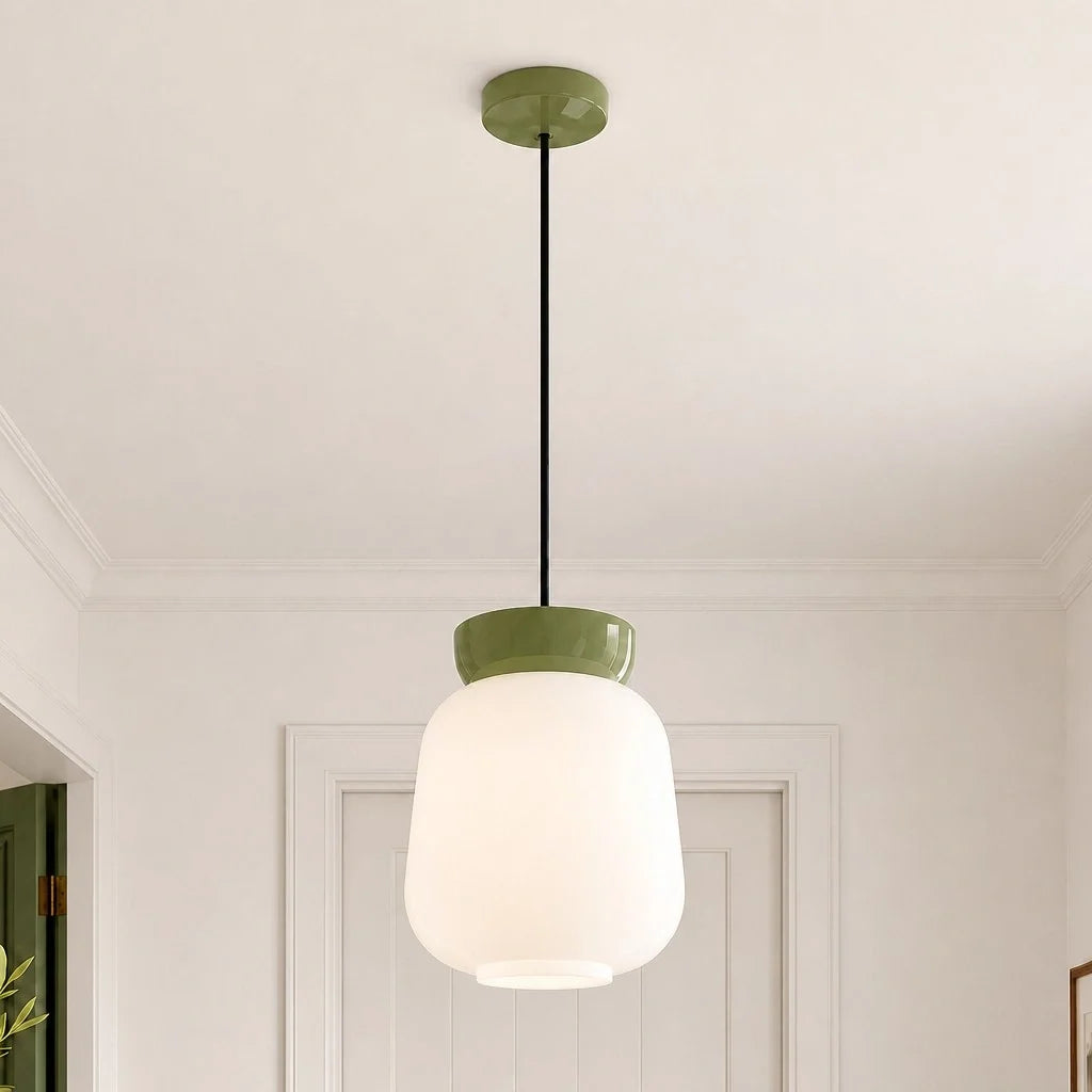 Bauhaus Ceramic Pendant Light, Two-Tone Colorful Bowl Lamp