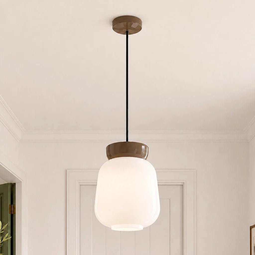 Bauhaus Ceramic Pendant Light, Two-Tone Colorful Bowl Lamp