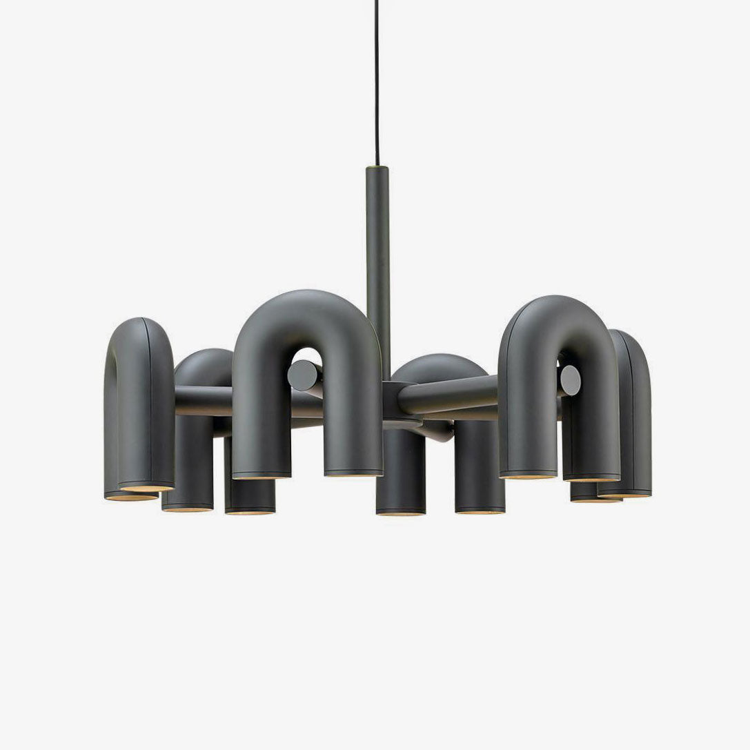 Bauhaus LED Chandelier, Colorful Modular U-Shape Heads