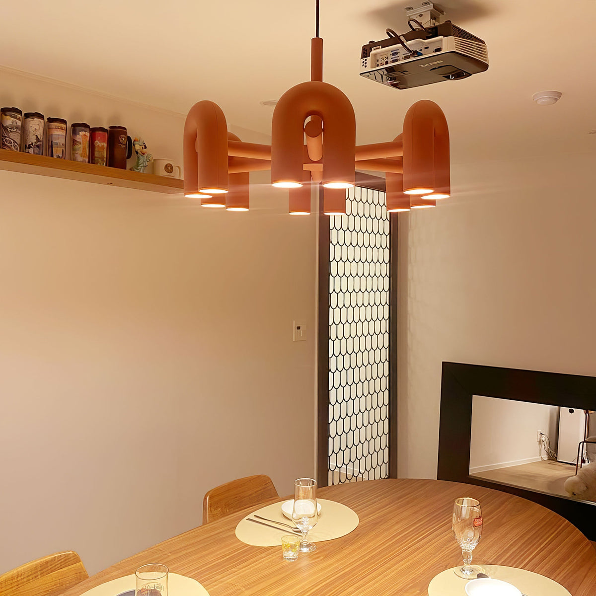 Bauhaus LED Chandelier, Colorful Modular U-Shape Heads