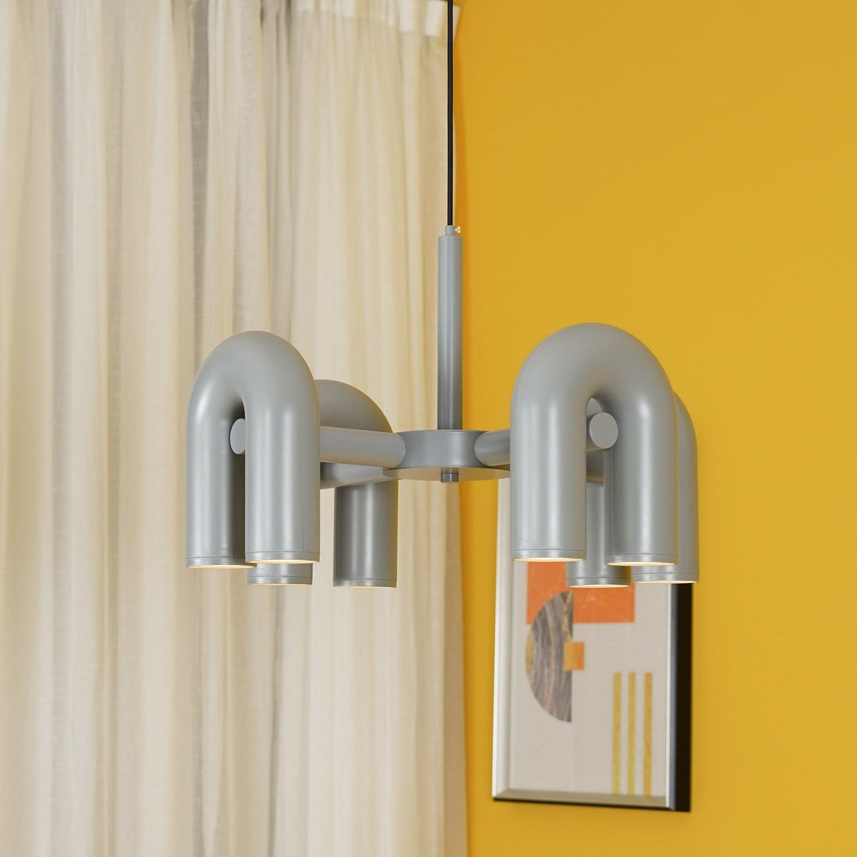 Bauhaus LED Chandelier, Colorful Modular U-Shape Heads
