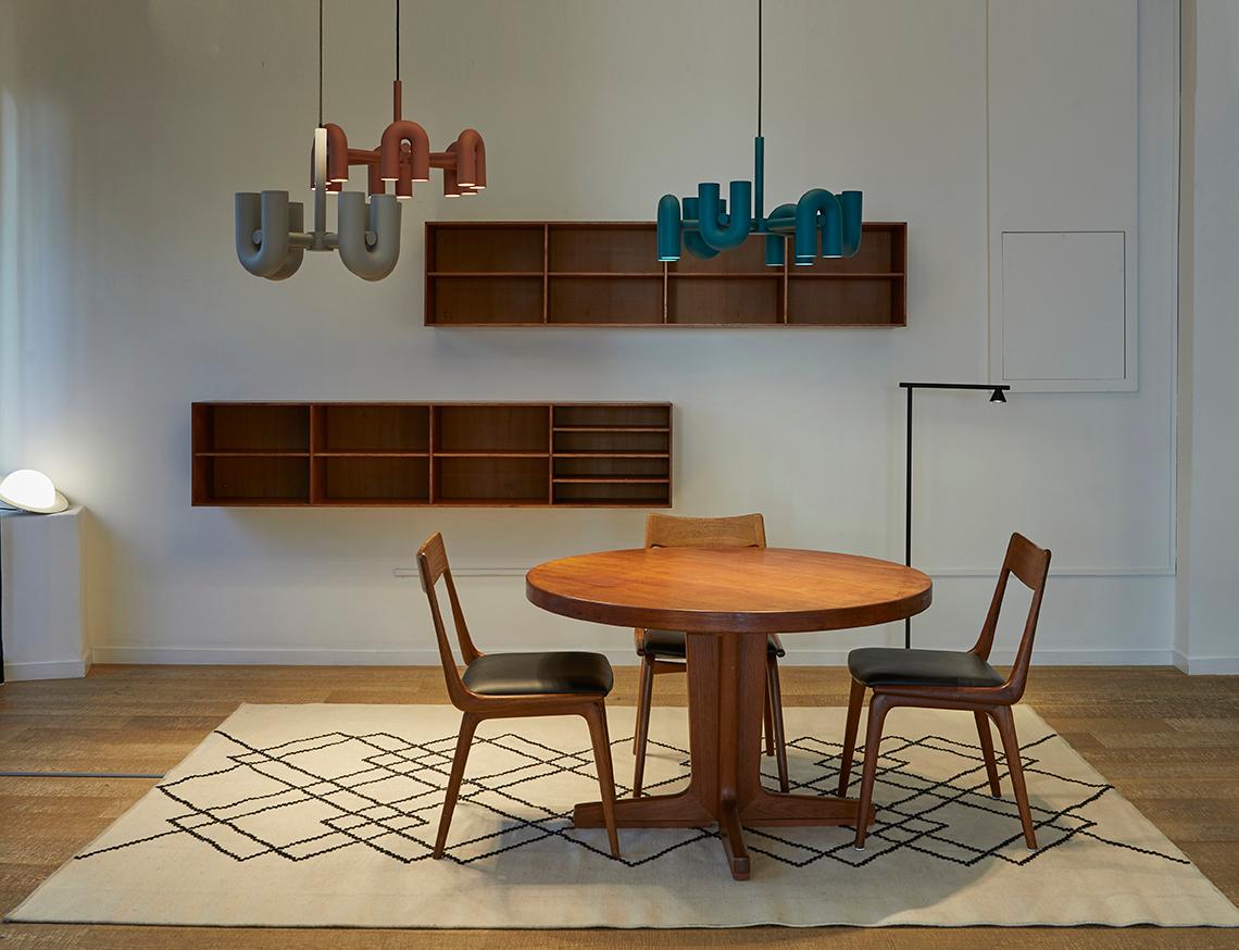 Bauhaus LED Chandelier, Colorful Modular U-Shape Heads
