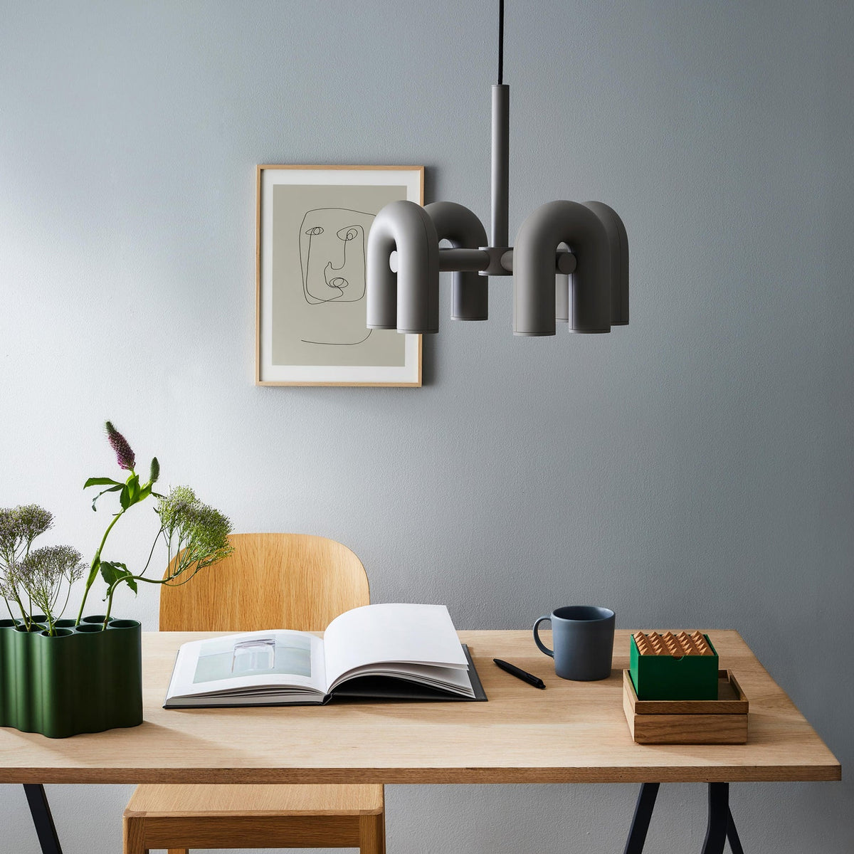 Bauhaus LED Chandelier, Colorful Modular U-Shape Heads