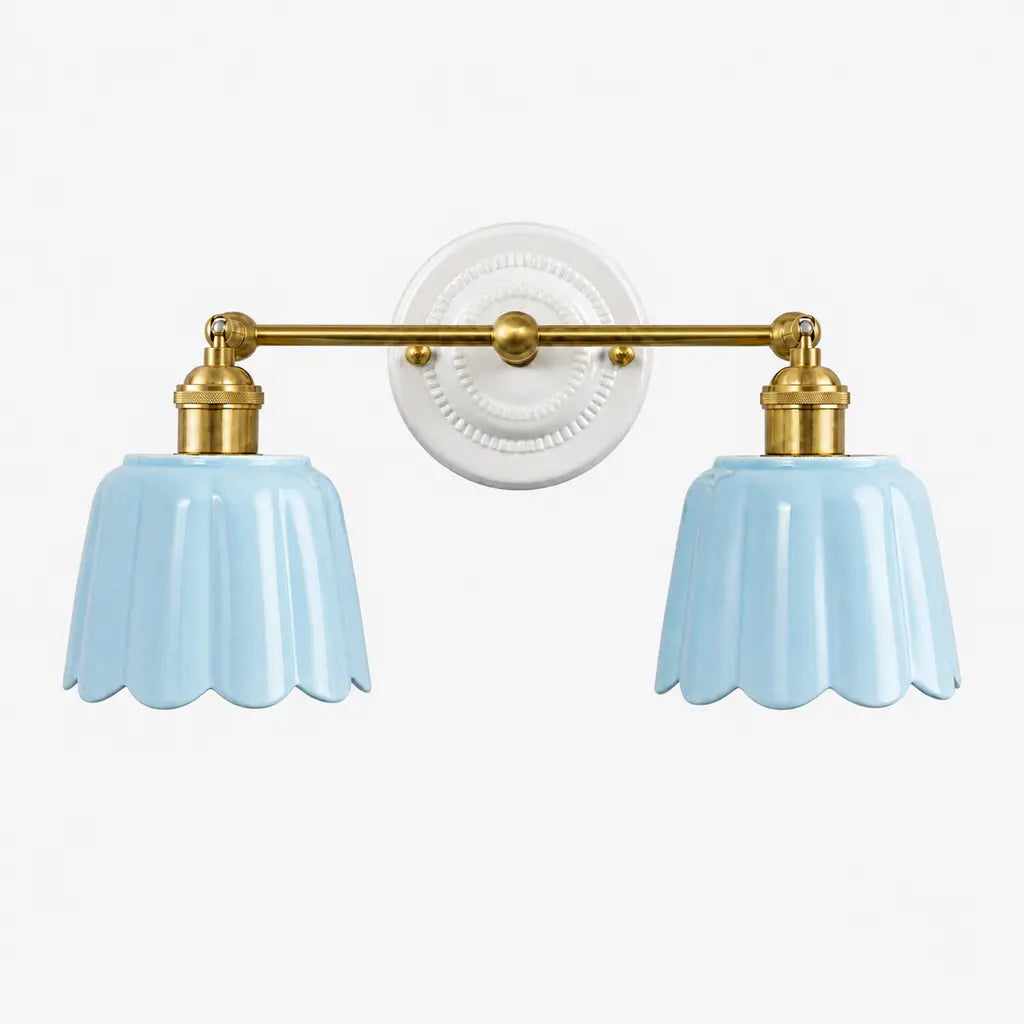 Ceramic Vanity Light, Scalloped Flower 2 or 3 Light Sconce
