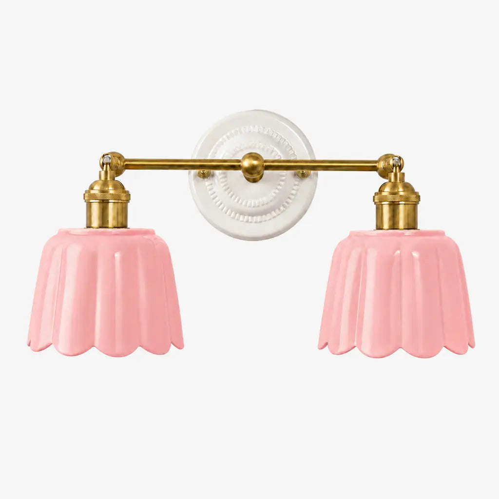 Ceramic Vanity Light, Scalloped Flower 2 or 3 Light Sconce