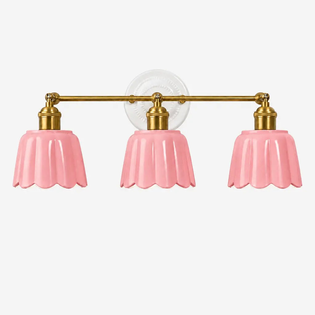 Ceramic Vanity Light, Scalloped Flower 2 or 3 Light Sconce