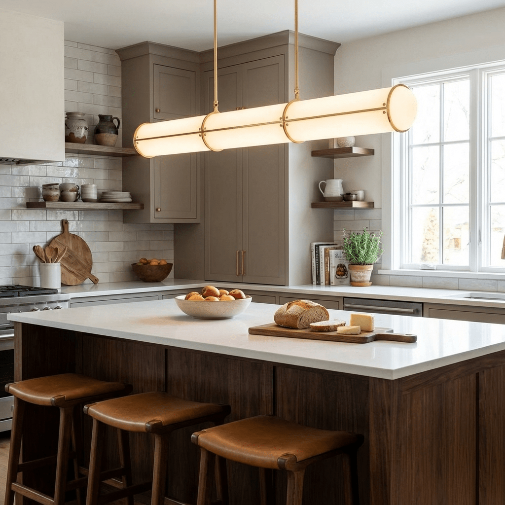 Linear Cylinder Pendant, Modern LED Kitchen Island Light