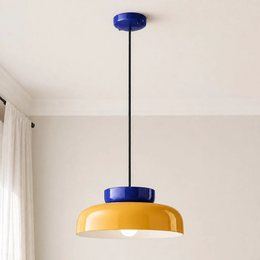 Bauhaus Ceramic Pendant Light, Two-Tone Colorful Bowl Lamp
