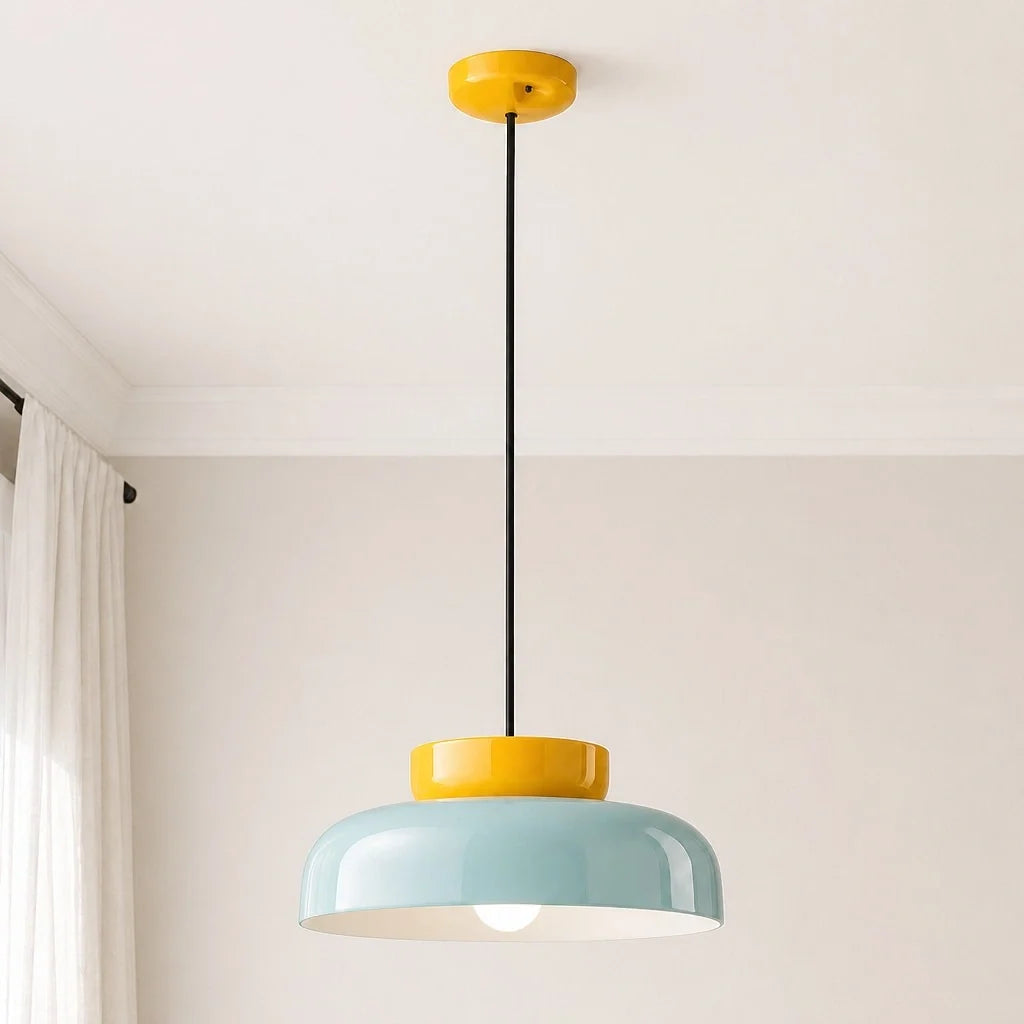 Bauhaus Ceramic Pendant Light, Two-Tone Colorful Bowl Lamp