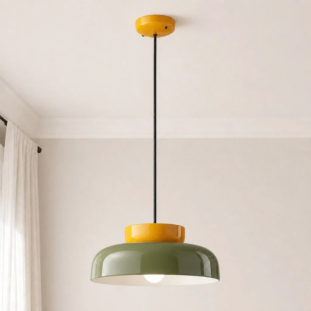 Bauhaus Ceramic Pendant Light, Two-Tone Colorful Bowl Lamp